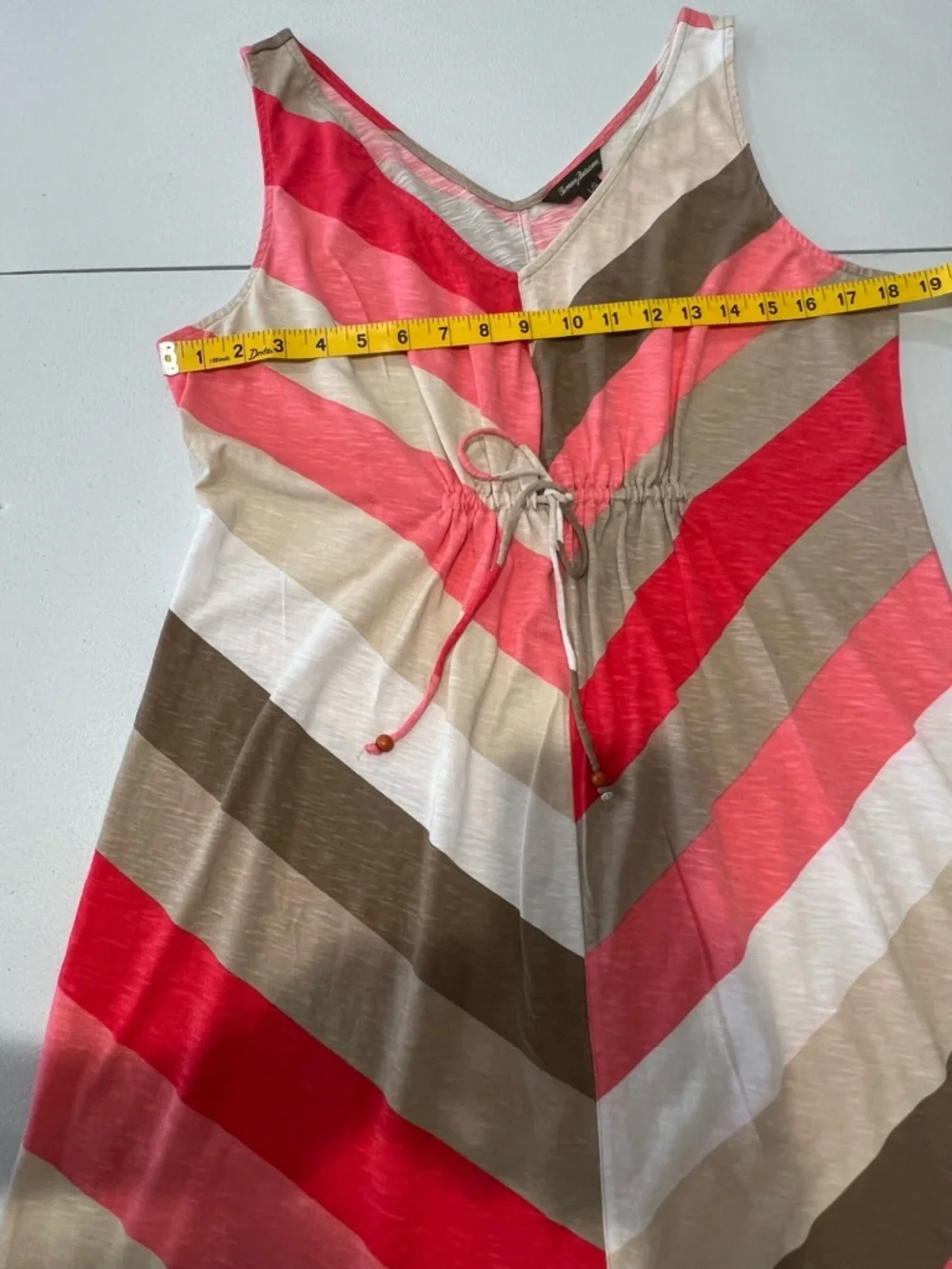 Tommy Bahama Summer dress with diagonal stripes and V-neck, size L - Picture 7 of 10